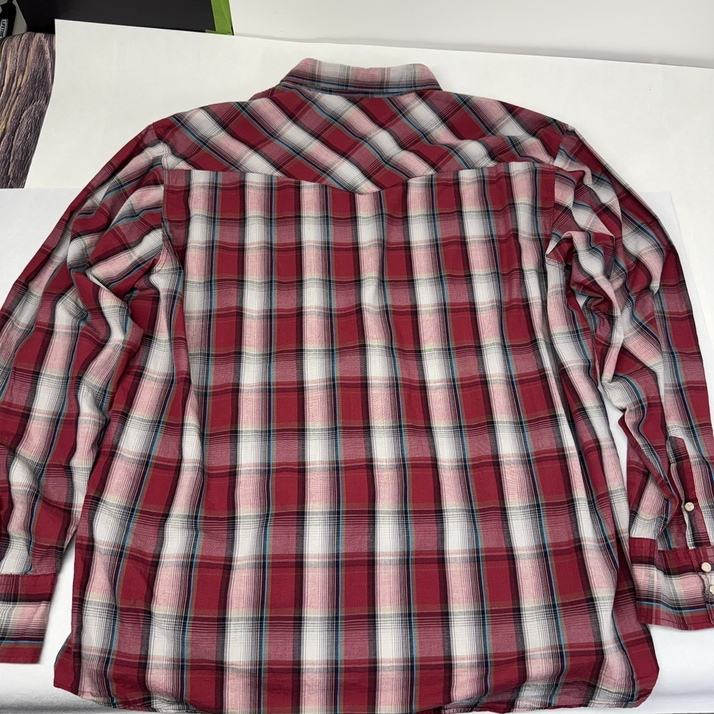 Roper Mens Shirt Red Blue Cowboy Western Pearl Snap Rodeo 2XL *READ DESCRIPTION* - Picture 4 of 16